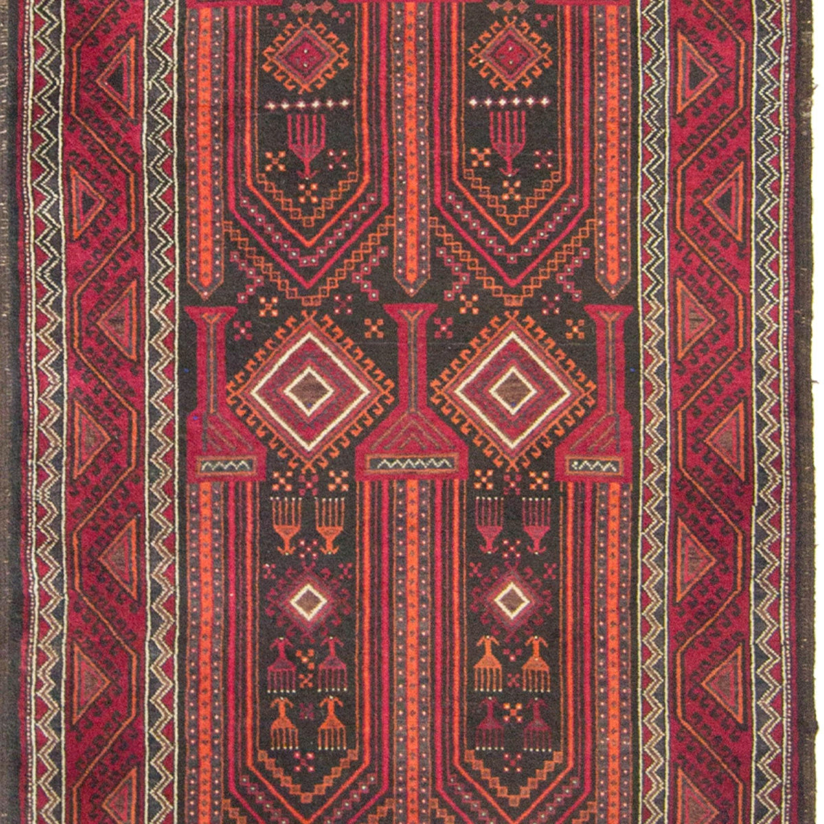 Fine Hand-knotted Persian Wool Baluchi Rug 121cm x 276cm