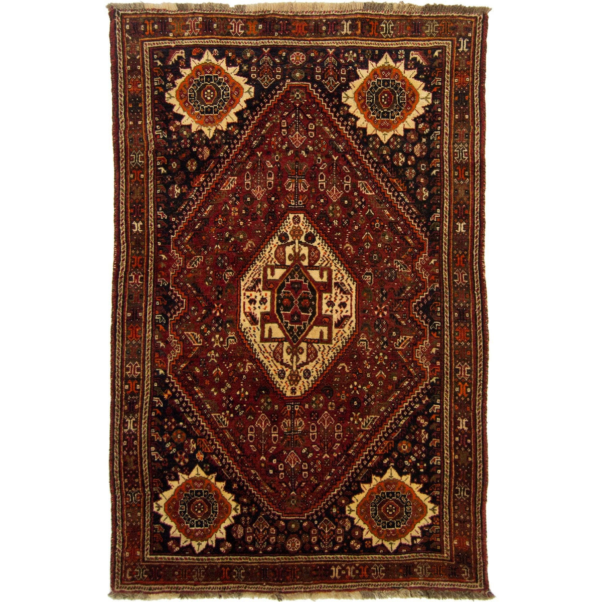 Fine Hand-knotted 100% Wool Persian Shiraz Rug 109cm x 173cm
