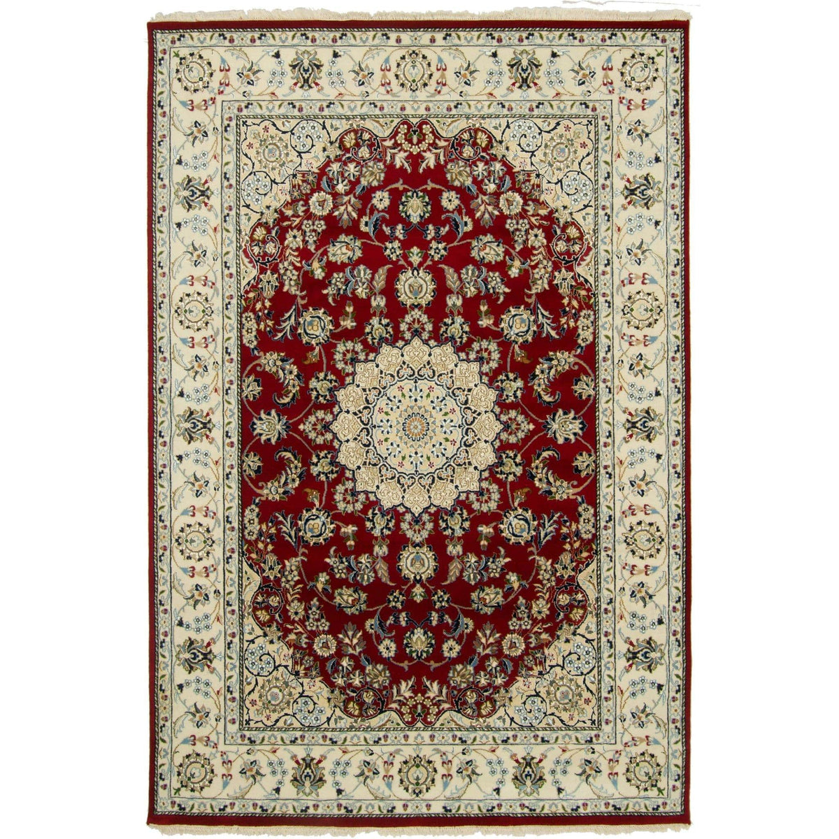 Fine Hand-knotted Wool &amp; Silk Nain Rug 173cm x 249cm