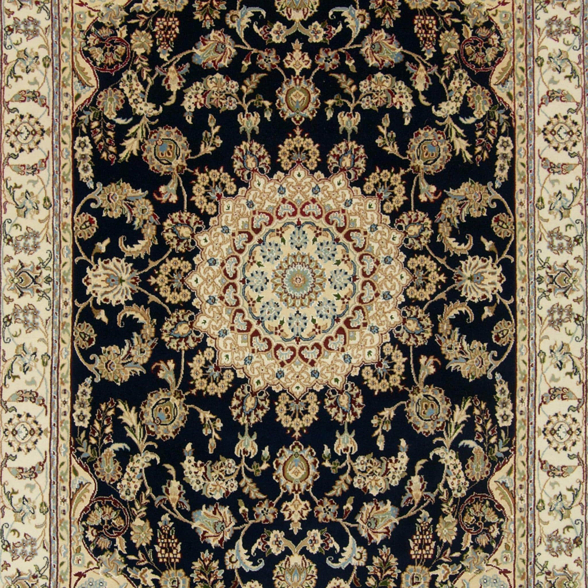 Fine Hand Knotted Wool Silk Nain Rug 180cm X 272cm