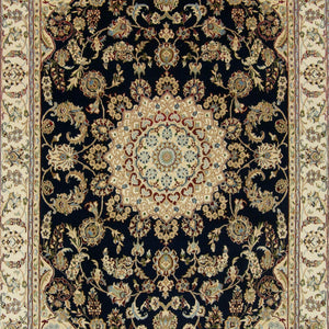 Fine Hand-knotted Wool & Silk Nain Rug 180cm x 272cm