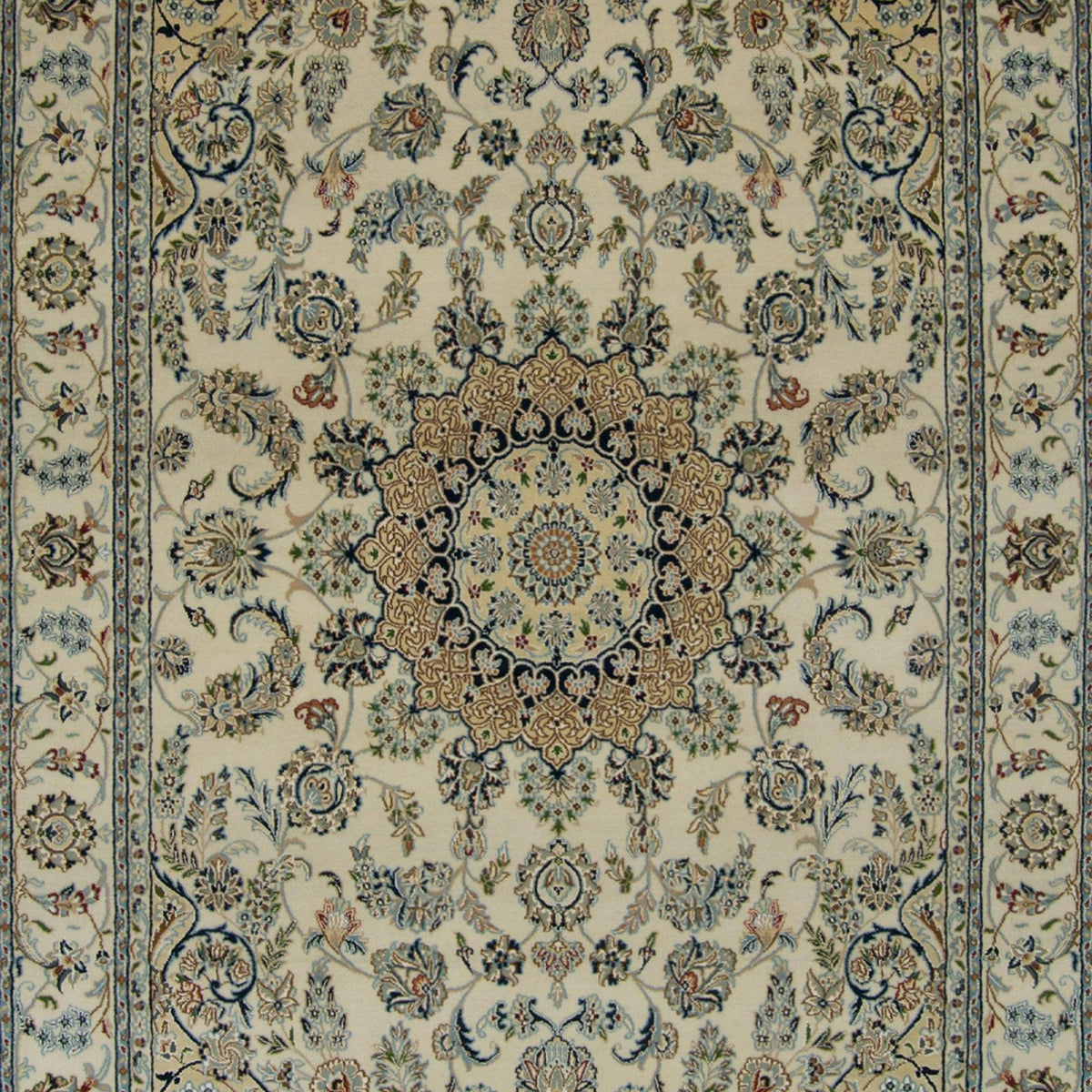 Fine Hand-knotted Wool &amp; Silk Nain Rug 166cm x 246cm