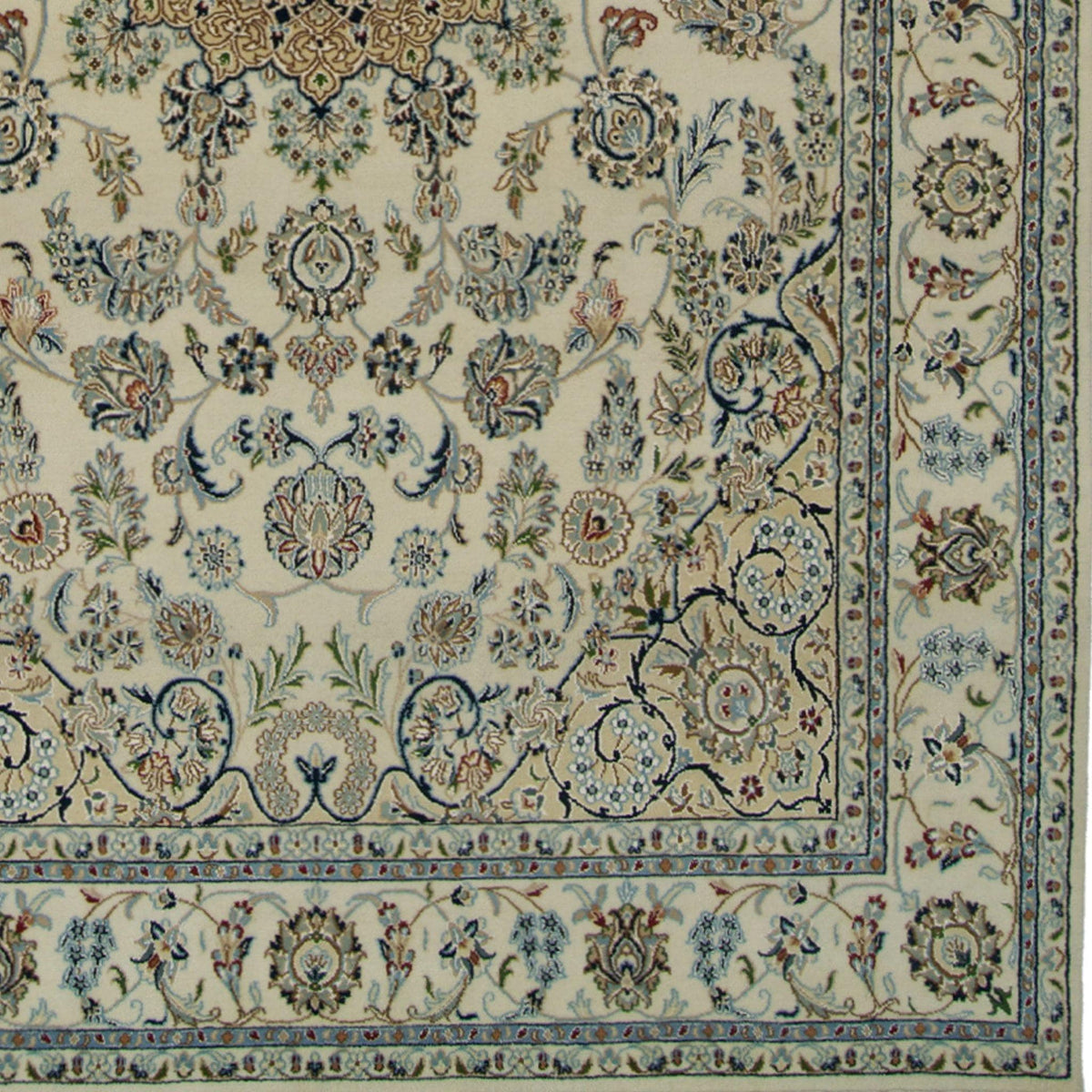 Fine Hand-knotted Wool &amp; Silk Nain Rug 166cm x 246cm