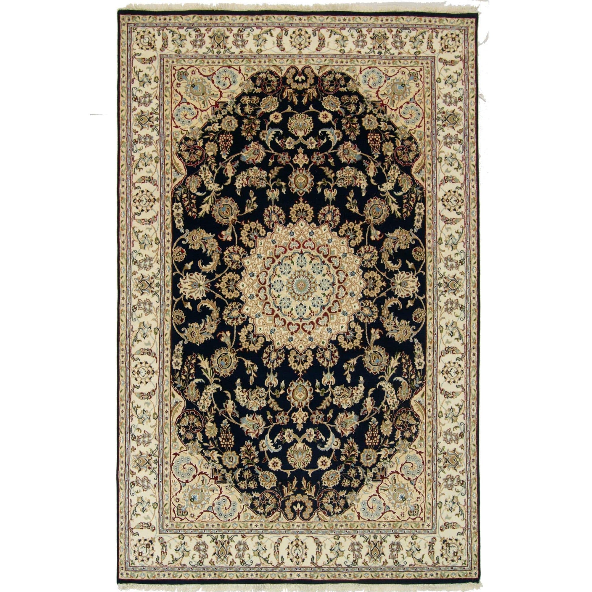 Fine Hand-knotted Wool & Silk Nain Rug 198cm x 305cm