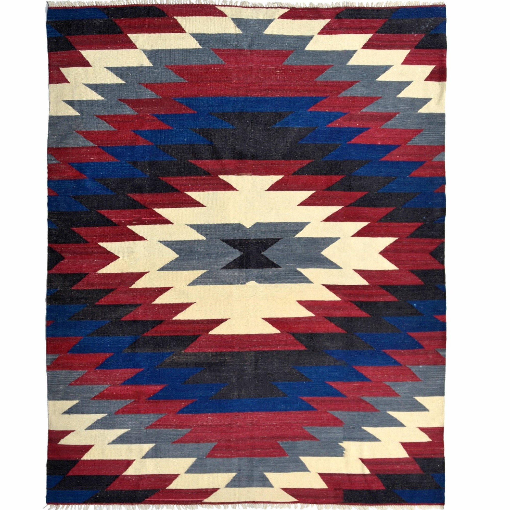 Modern Hand-woven 100% Wool Afghan Chobi Kilim Rug 183cm x 234cm