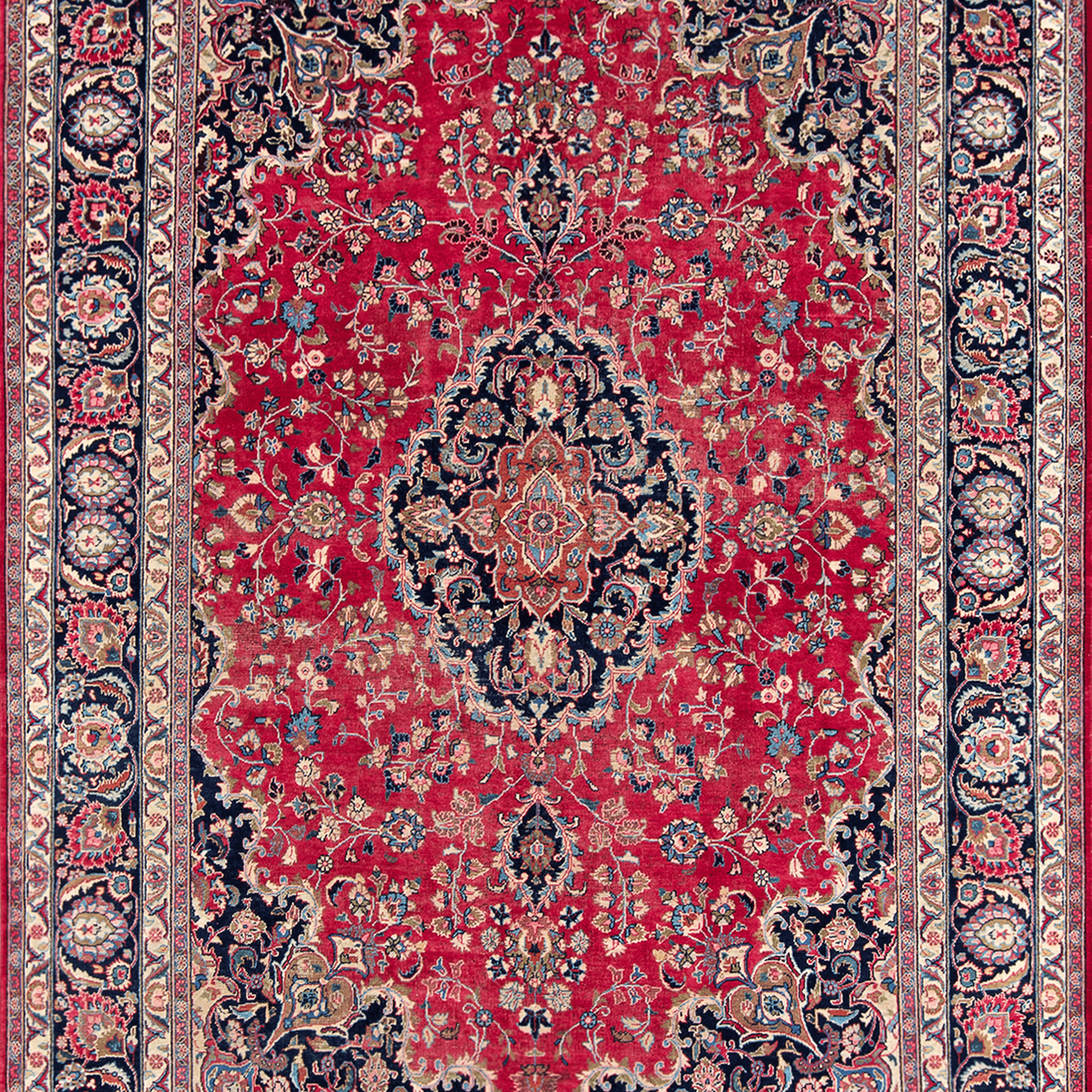 Fine Hand-knotted Wool Vintage Kashan Persian Rug 249cm x 358cm