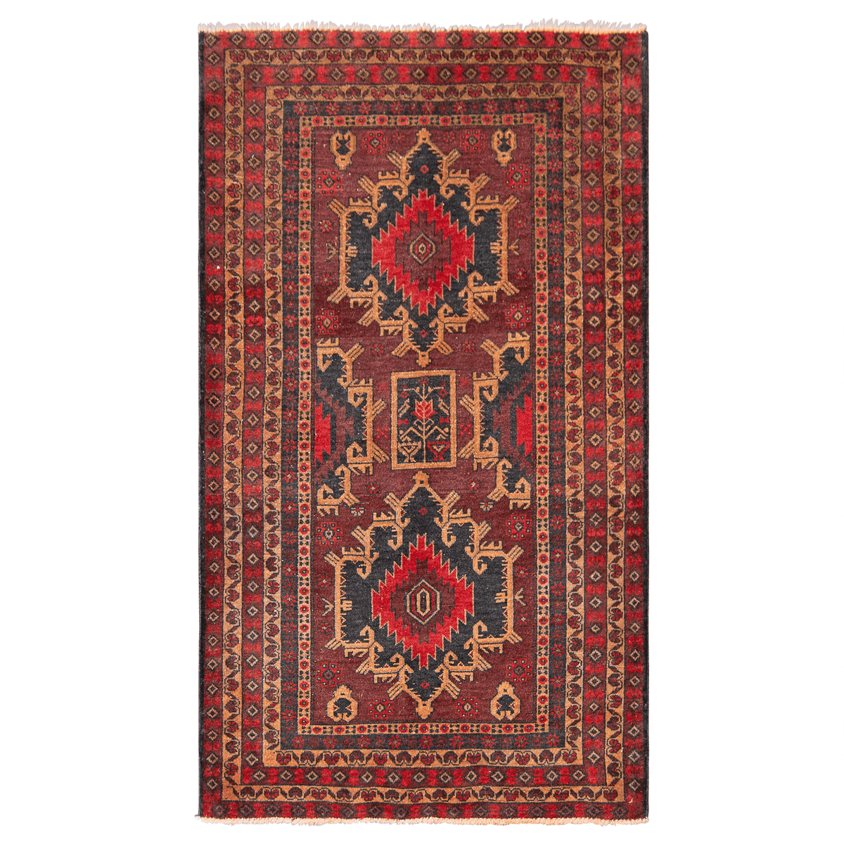 Hand-knotted 100% Wool Baluchi Small Rug 96cm x 154cm