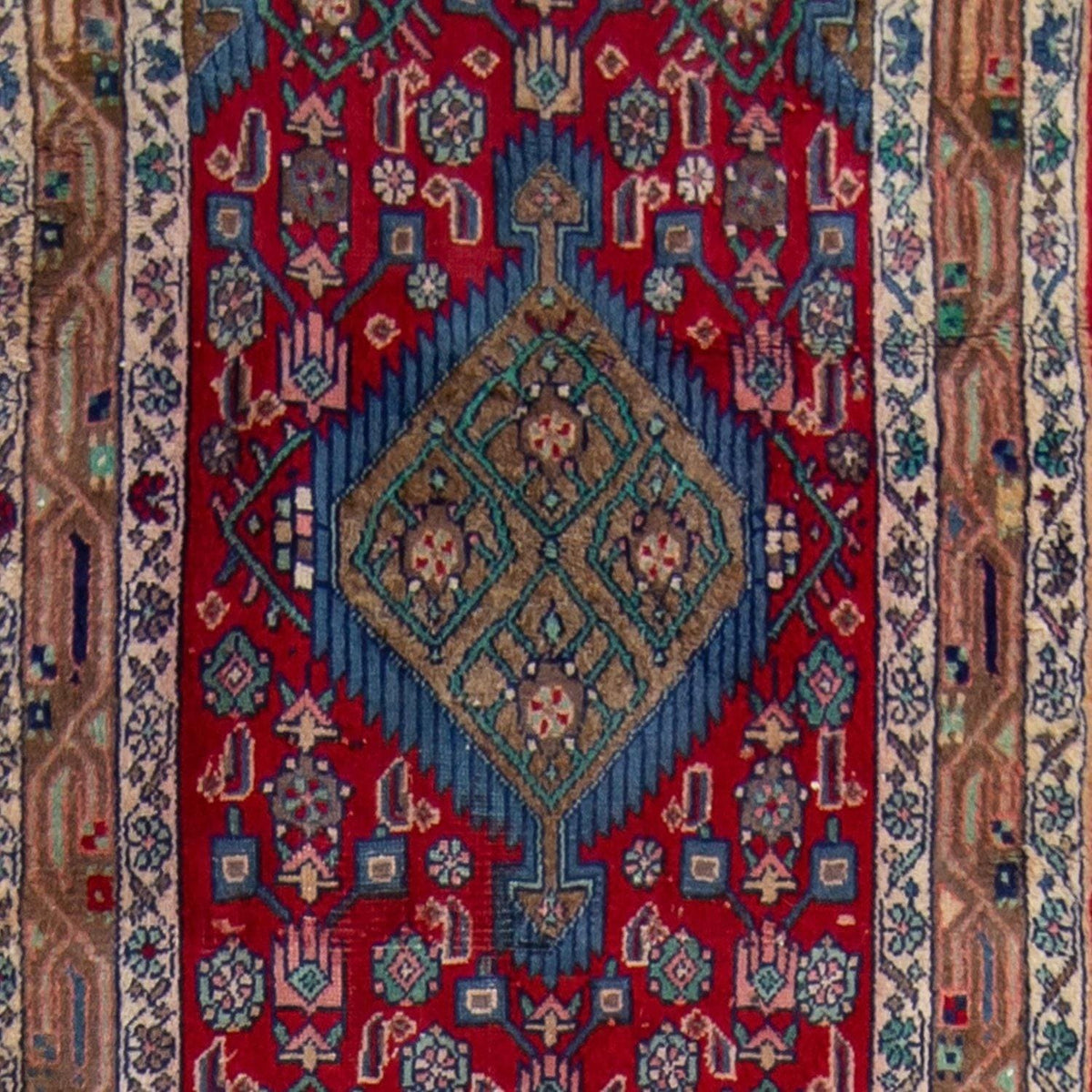 Vintage Hand-knotted Wool Hamadan Persian Runner 94cm x 307cm