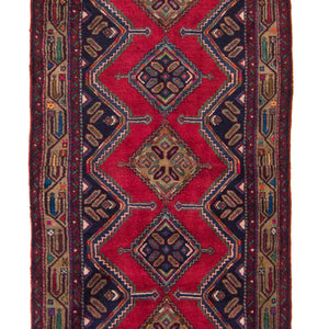 Hand-knotted Wool Hamadan Vintage Persian Runner 100cm x 258cm