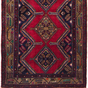 Hand-knotted Wool Hamadan Vintage Persian Runner 100cm x 258cm