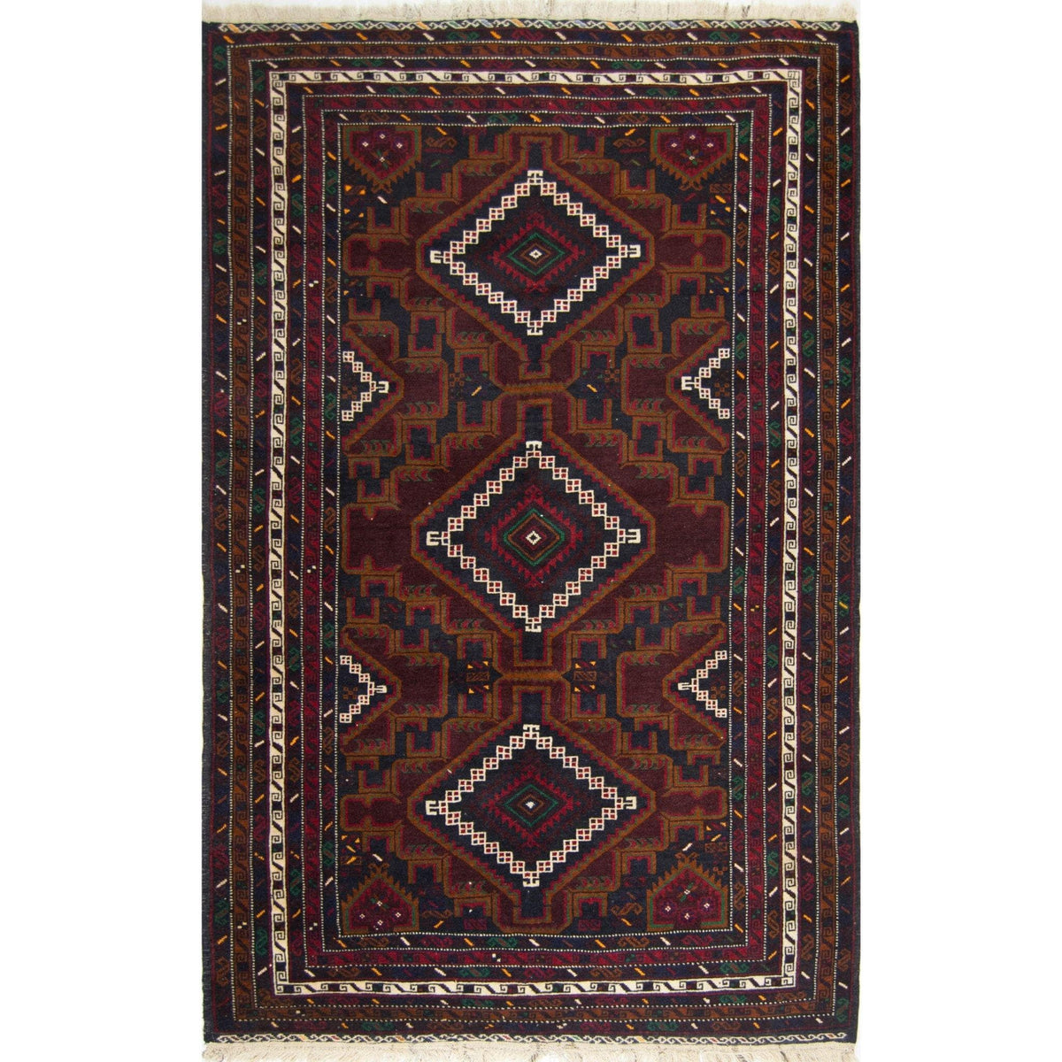 Fine Hand-knotted Persian Wool Baluchi Rug 128cm x 190cm