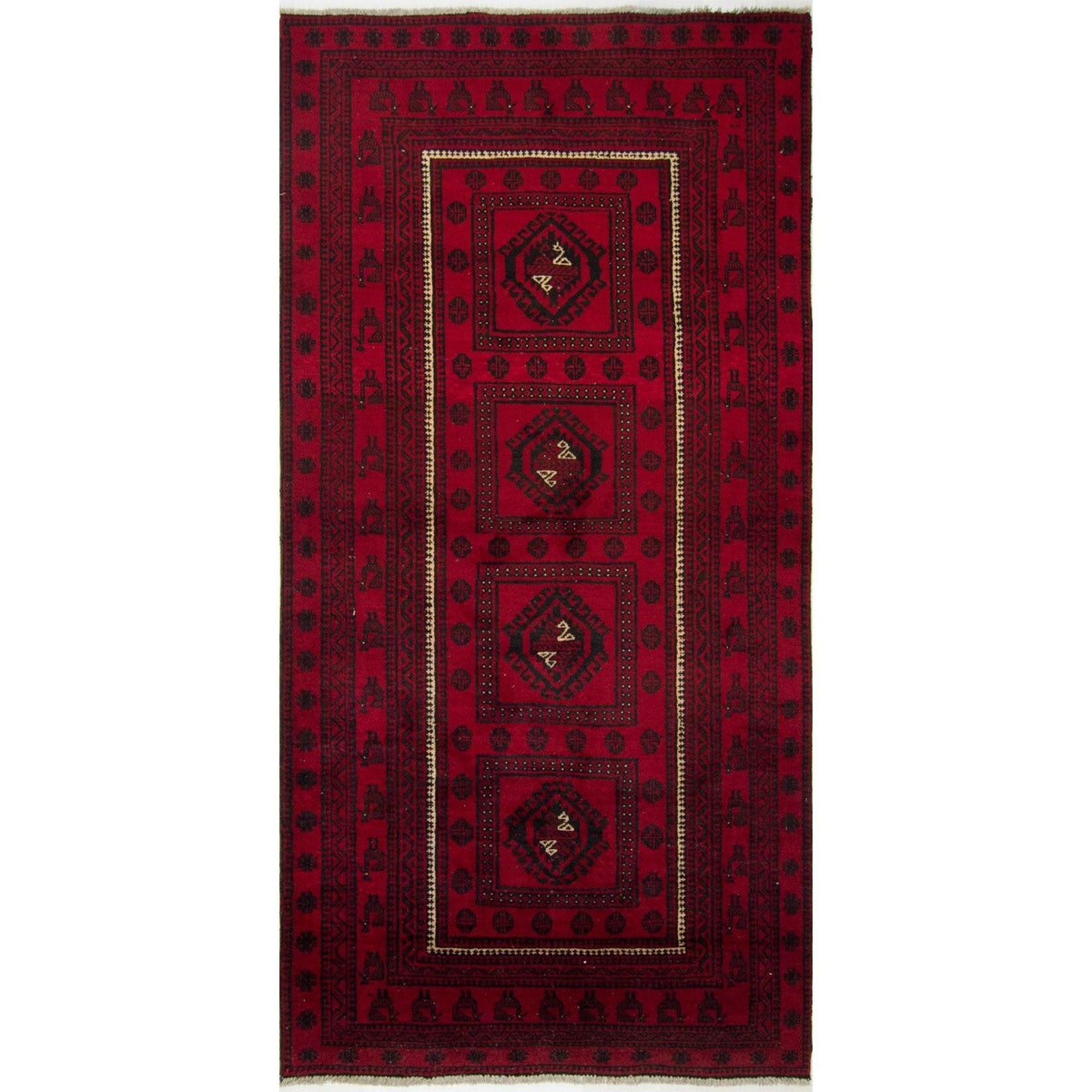 Fine Hand-knotted Persian Wool Baluchi Rug 110 cm x 222 cm