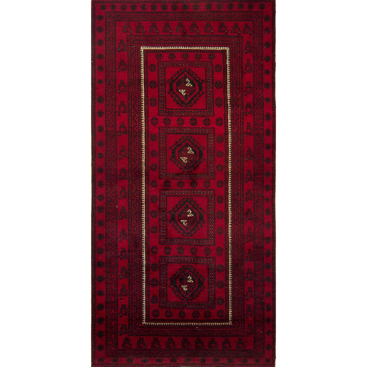 Fine Hand-knotted Persian Wool Baluchi Rug 110 cm x 222 cm