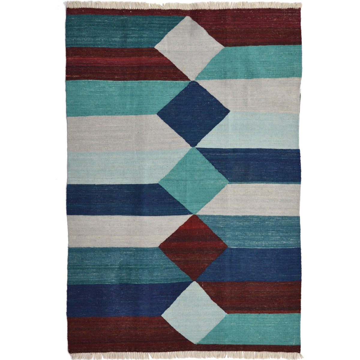 Modern Hand-woven 100% Wool Afghan Kilim Rug 128cm x 172cm