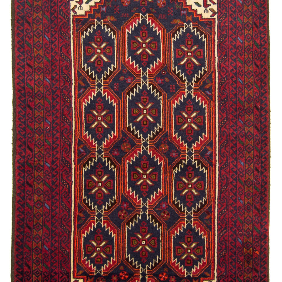 Hand-knotted Persian Baluchi Runner 93cm x 192cm