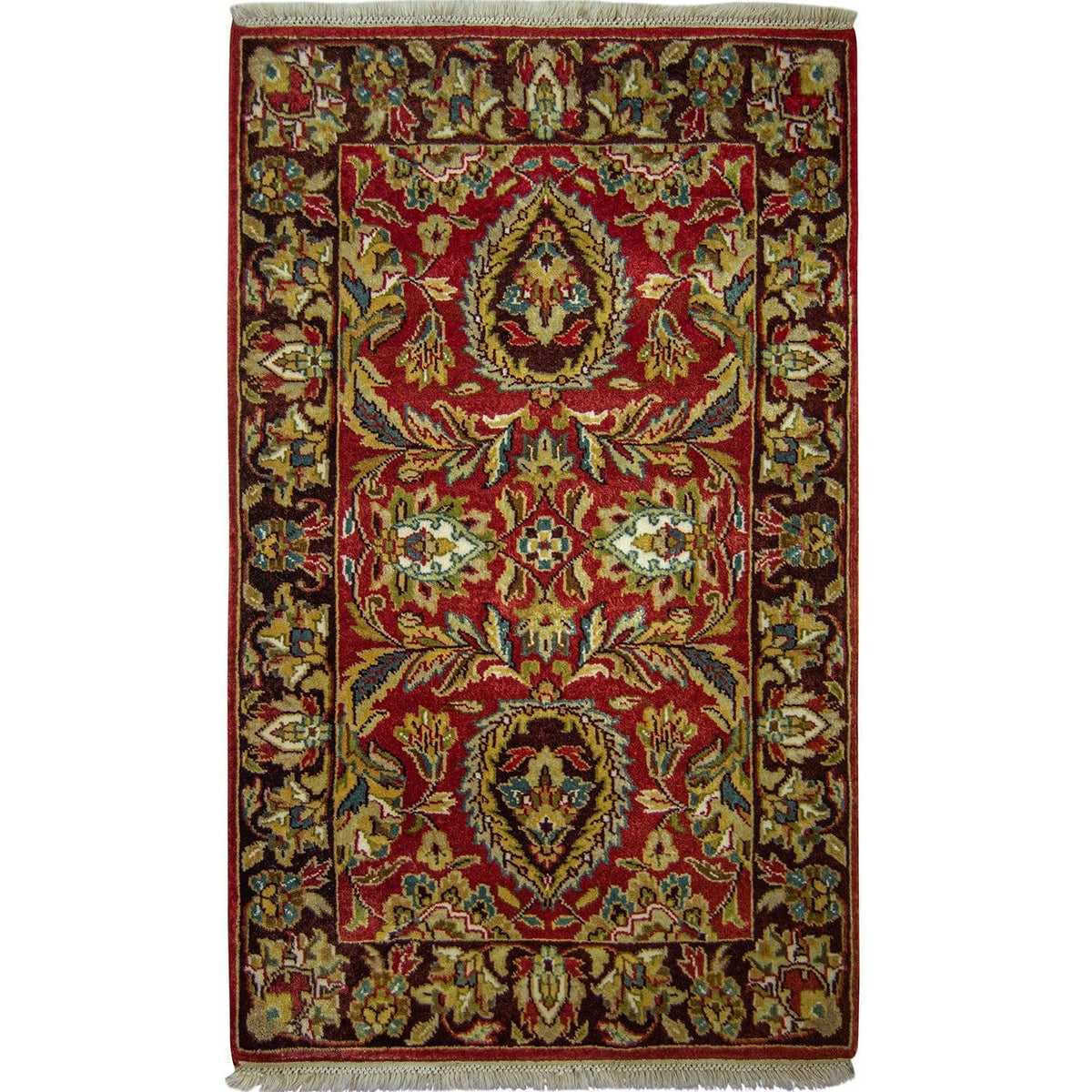 Fine Hand-knotted Floral Design Small Rug 67cm x 100cm