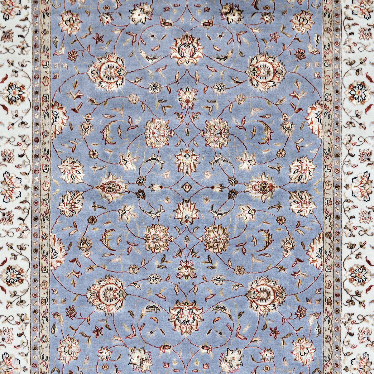 Fine Hand-knotted Wool &amp; Silk Blue Allover Design Rug 185cm x 272cm