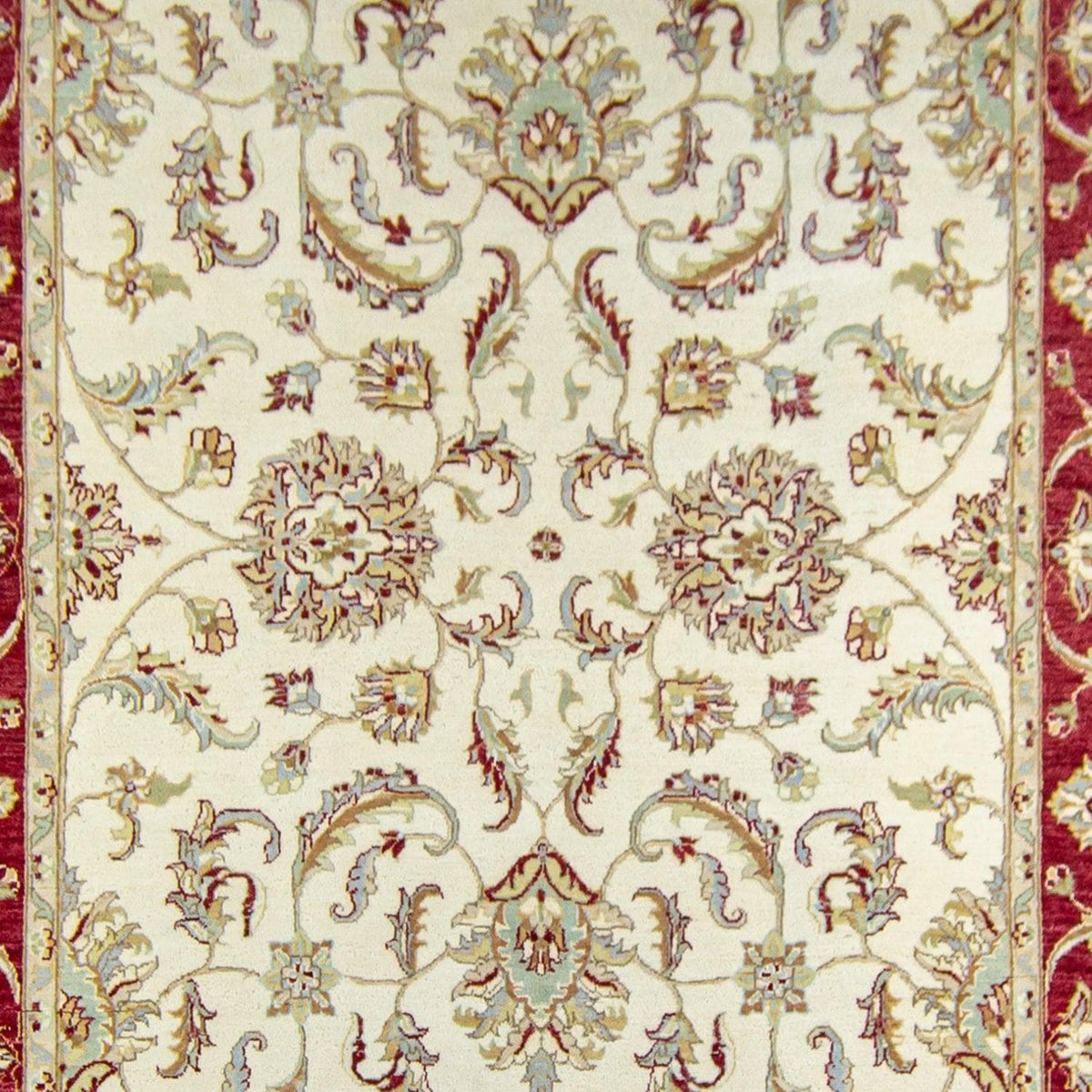 Fine Hand-knotted Wool Traditional Cream &amp; Red Rug 180cm x 284cm