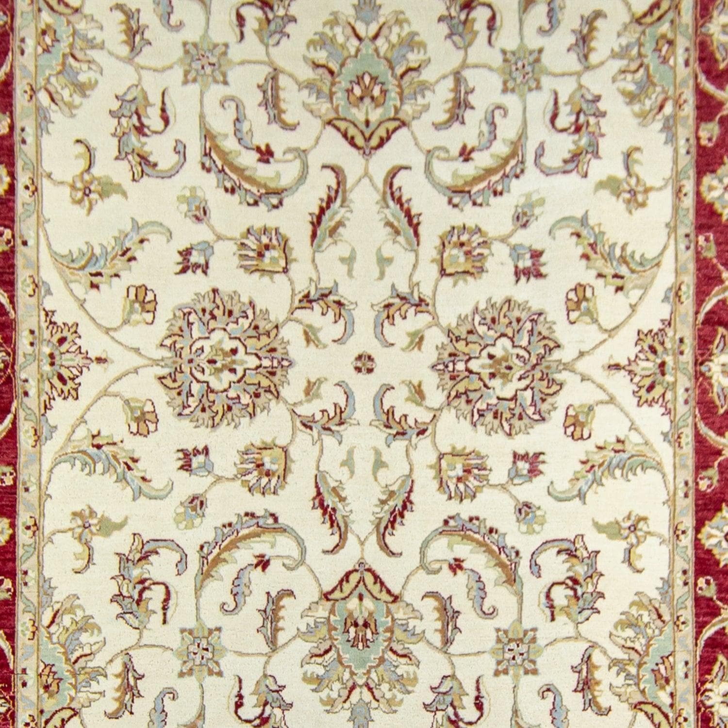 Fine Hand-knotted Wool Traditional Cream & Red Rug 180cm x 284cm