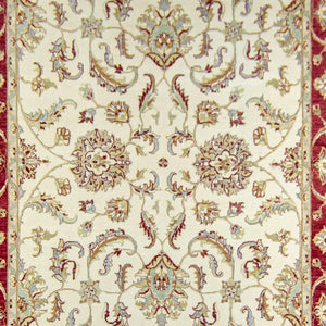 Fine Hand-knotted Wool Traditional Cream & Red Rug 180cm x 284cm