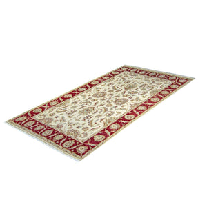 Fine Hand-knotted Wool Traditional Cream & Red Rug 180cm x 284cm