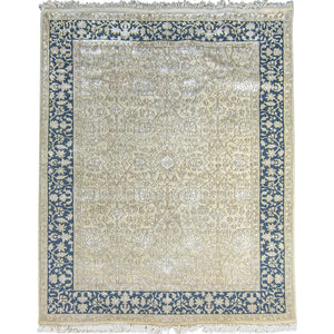 Classic Handmade Sculptured NZ Wool & Silk Design Rug 143cm x 208cm