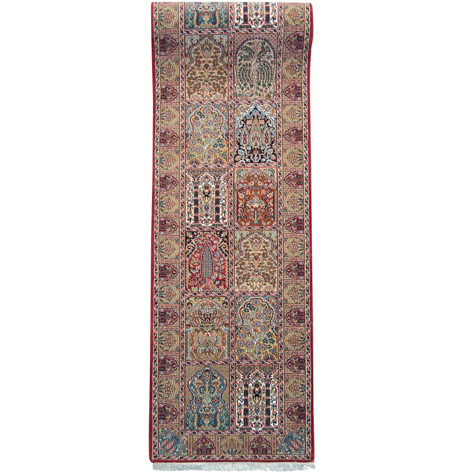 Fine Hand-knotted Wool & Silk Bakhtiari Hallway Runner 91cm x 476cm