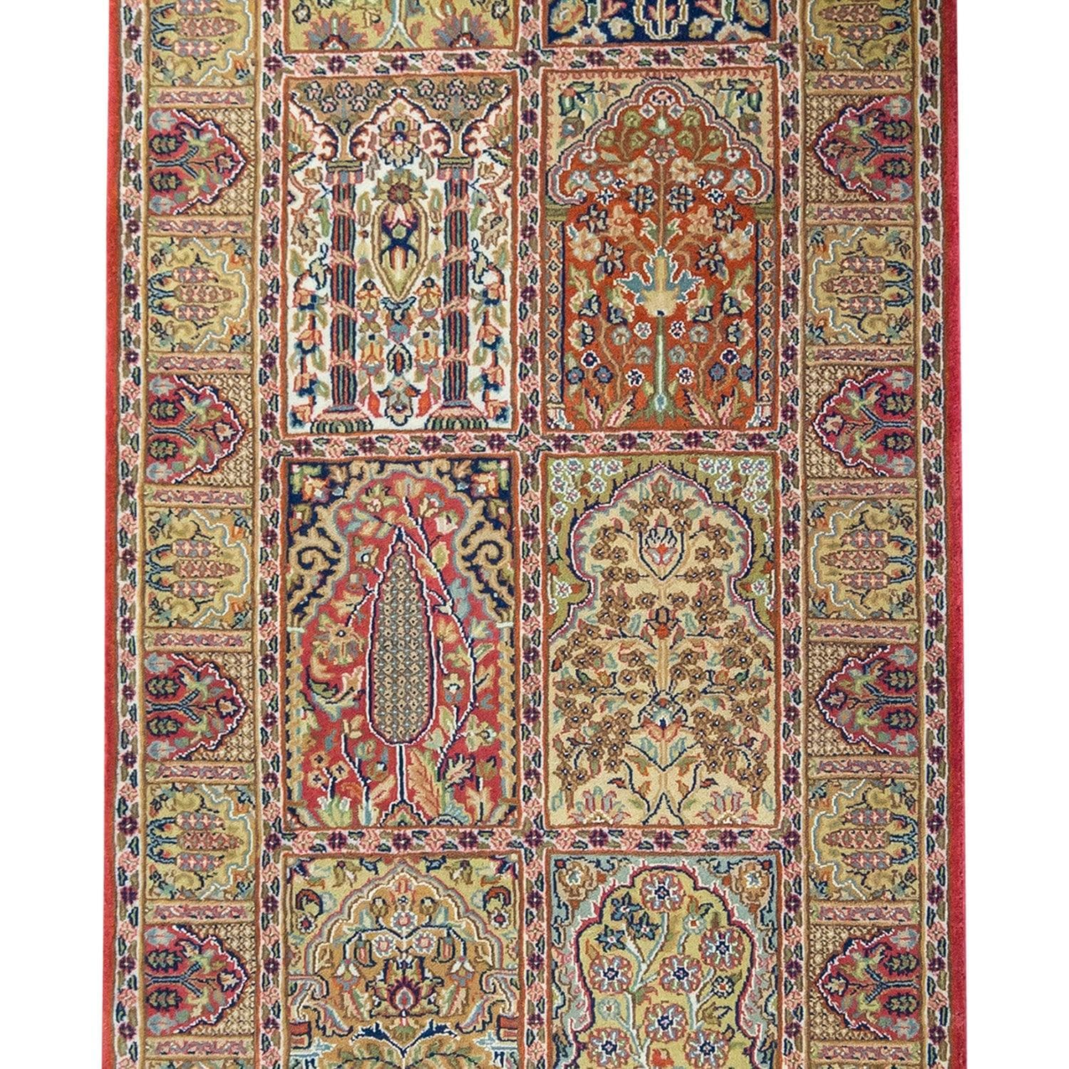 Fine Hand-knotted Wool & Silk Bakhtiari Hallway Runner 91cm x 476cm