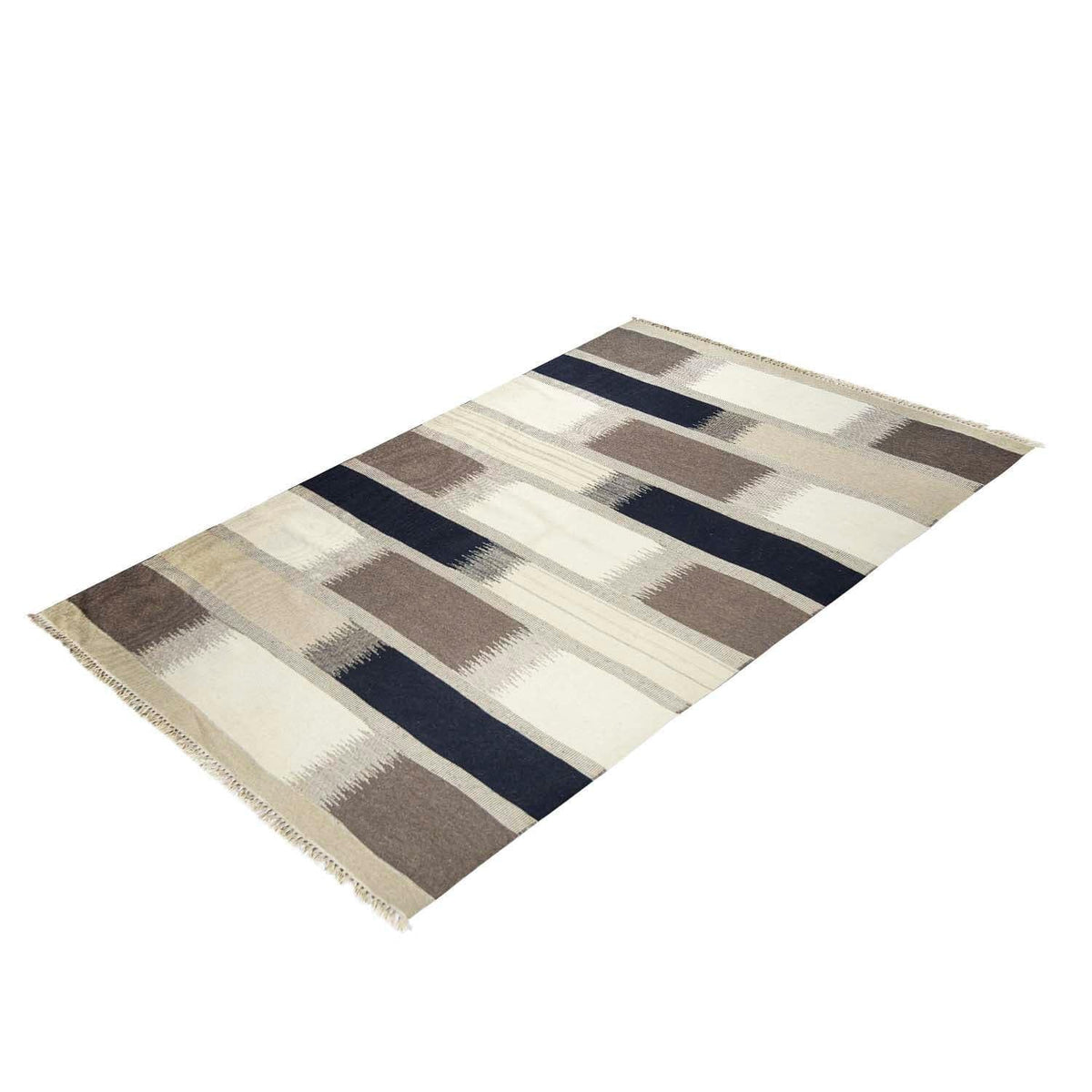 Fine Handmade Wool Black &amp; White Kilim Rug 170cm x 240cm