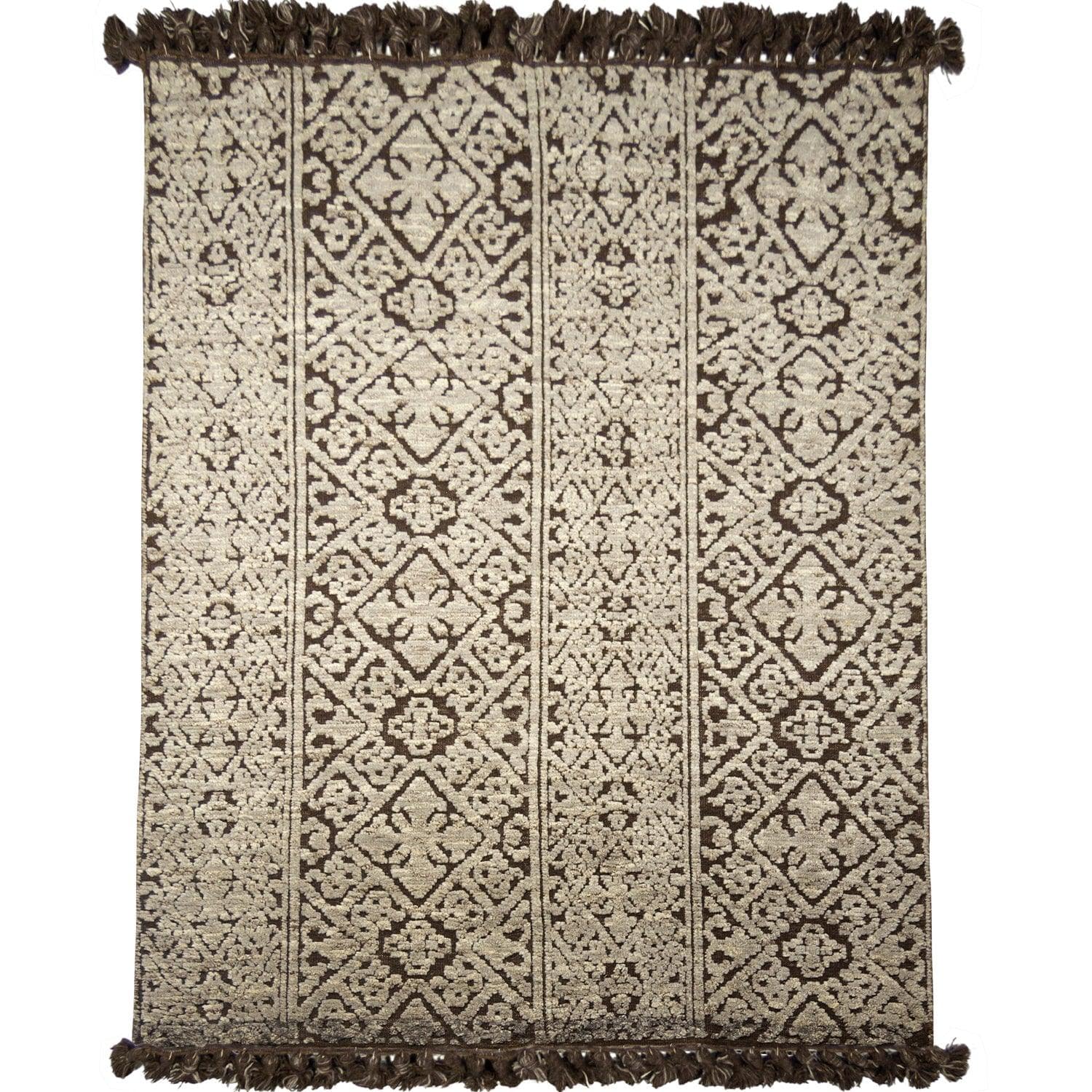 Handmade Wool Grey & Brown Modern Rug 163cm x 223cm