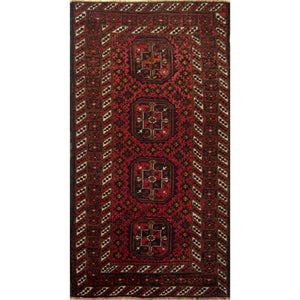 Fine Hand-knotted Wool Baluchi Persian Rug 102cm x 193cm