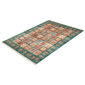 Fine Hand-knotted Traditional Green Wool Rug 177cm x 232cm
