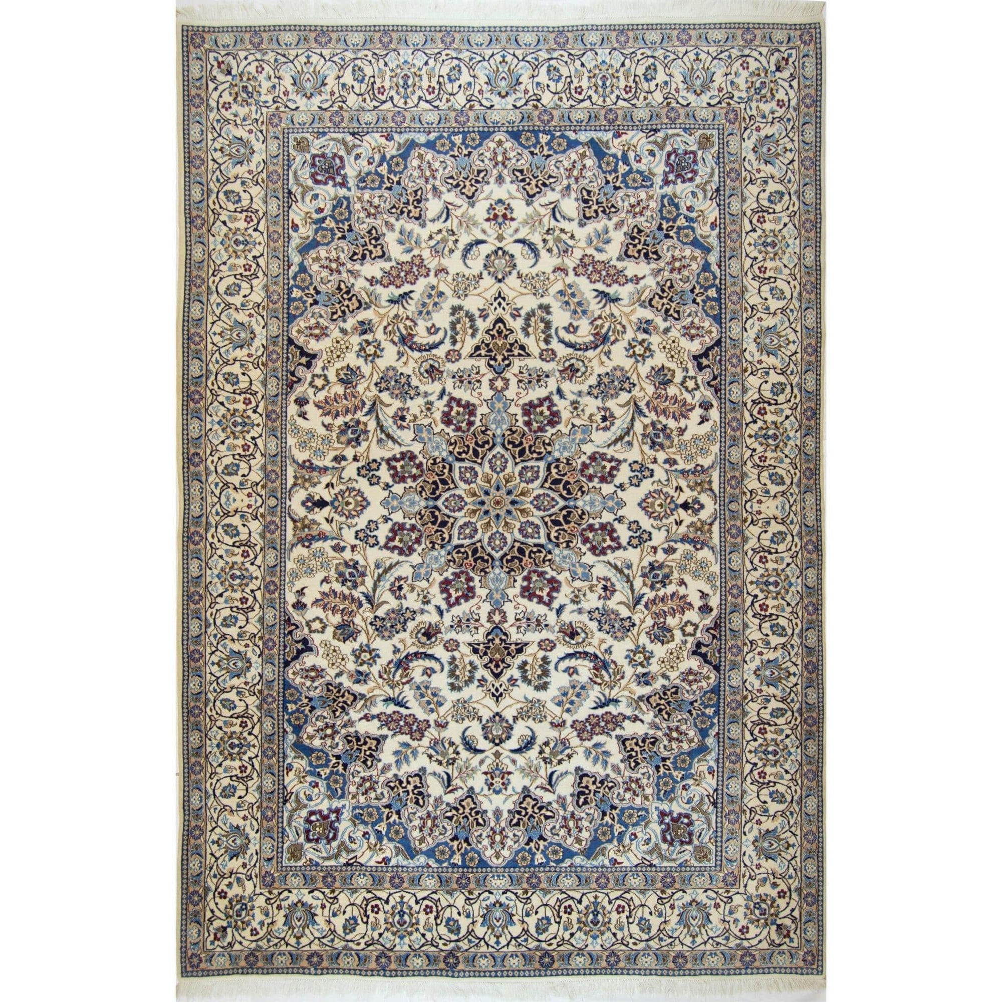 Authentic Fine Persian Hand-knotted Wool and Silk Nain Rug 207cm x 307cm