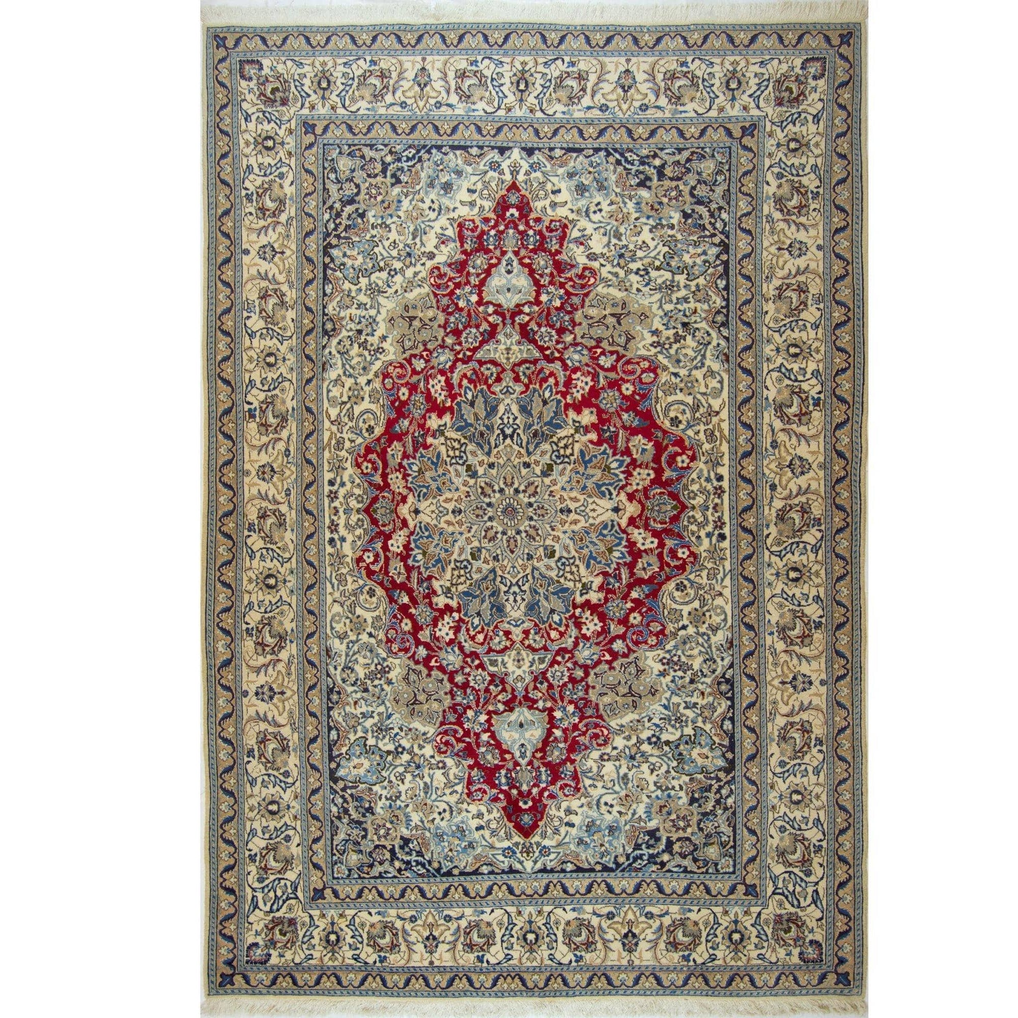 Genuine Fine Hand-knotted Persian Wool & Silk Nain Rug 200cm x 300cm