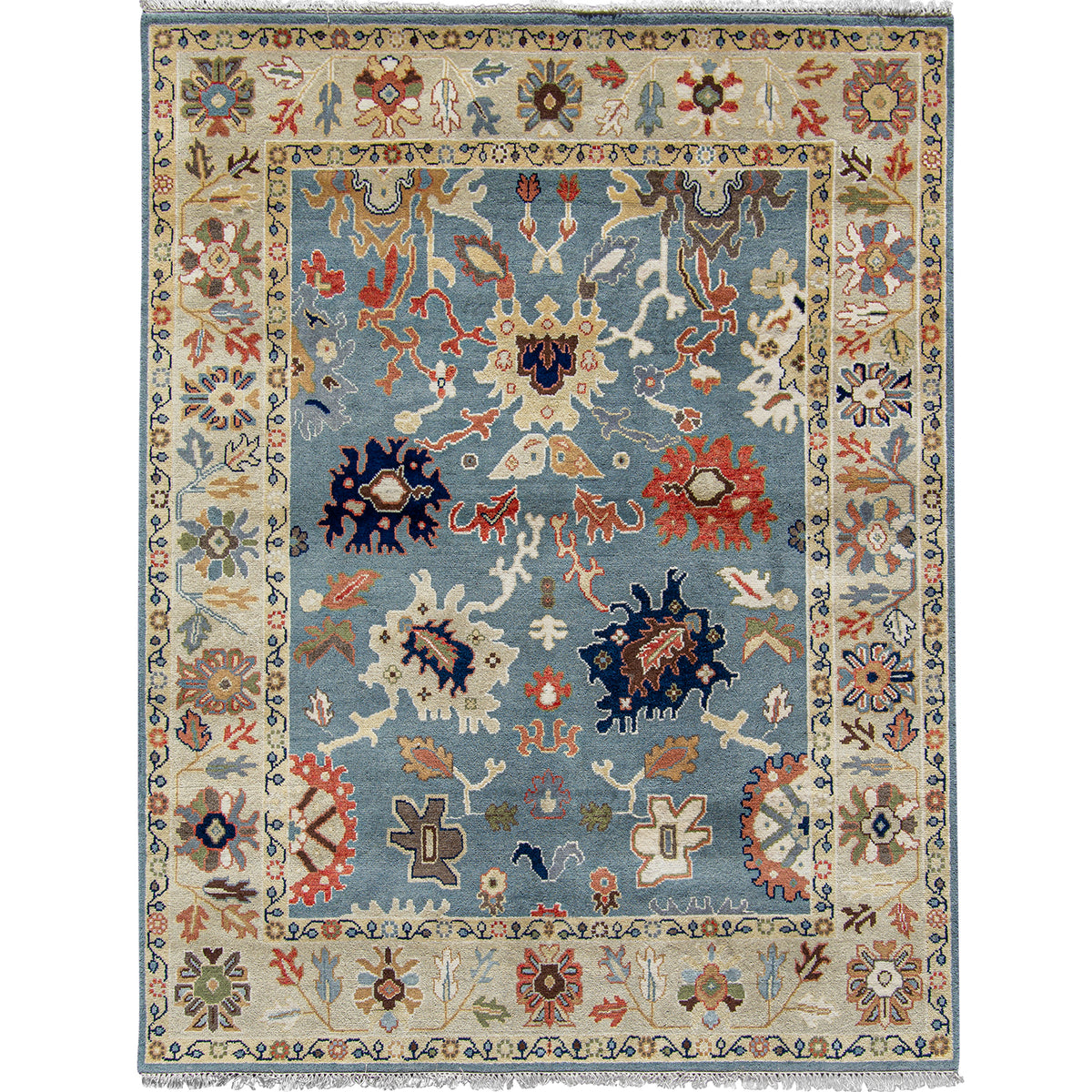 Hand-knotted Wool Oushak Modern Rug 244cm x 299cm