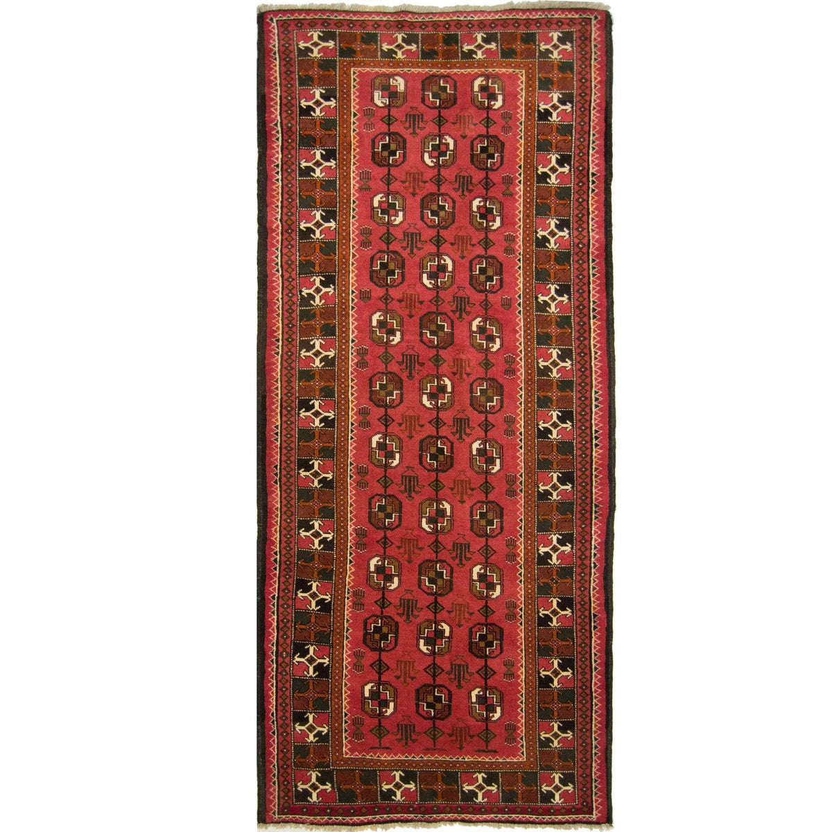 Fine Hand-knotted Persian Wool Turkmen RUnner 120cm x 288cm