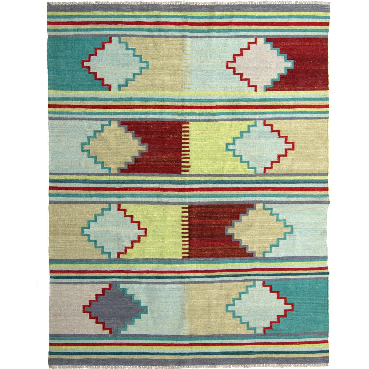 Modern Hand-woven 100% Wool Afghan Chobi Kilim Rug