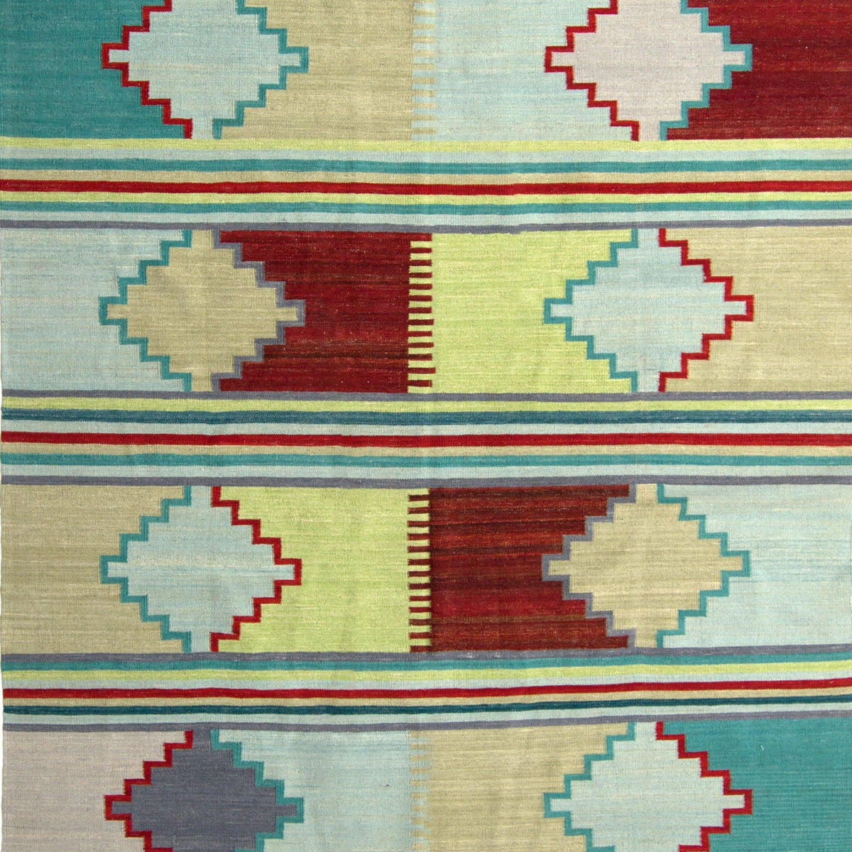 Modern Hand-woven 100% Wool Afghan Chobi Kilim Rug