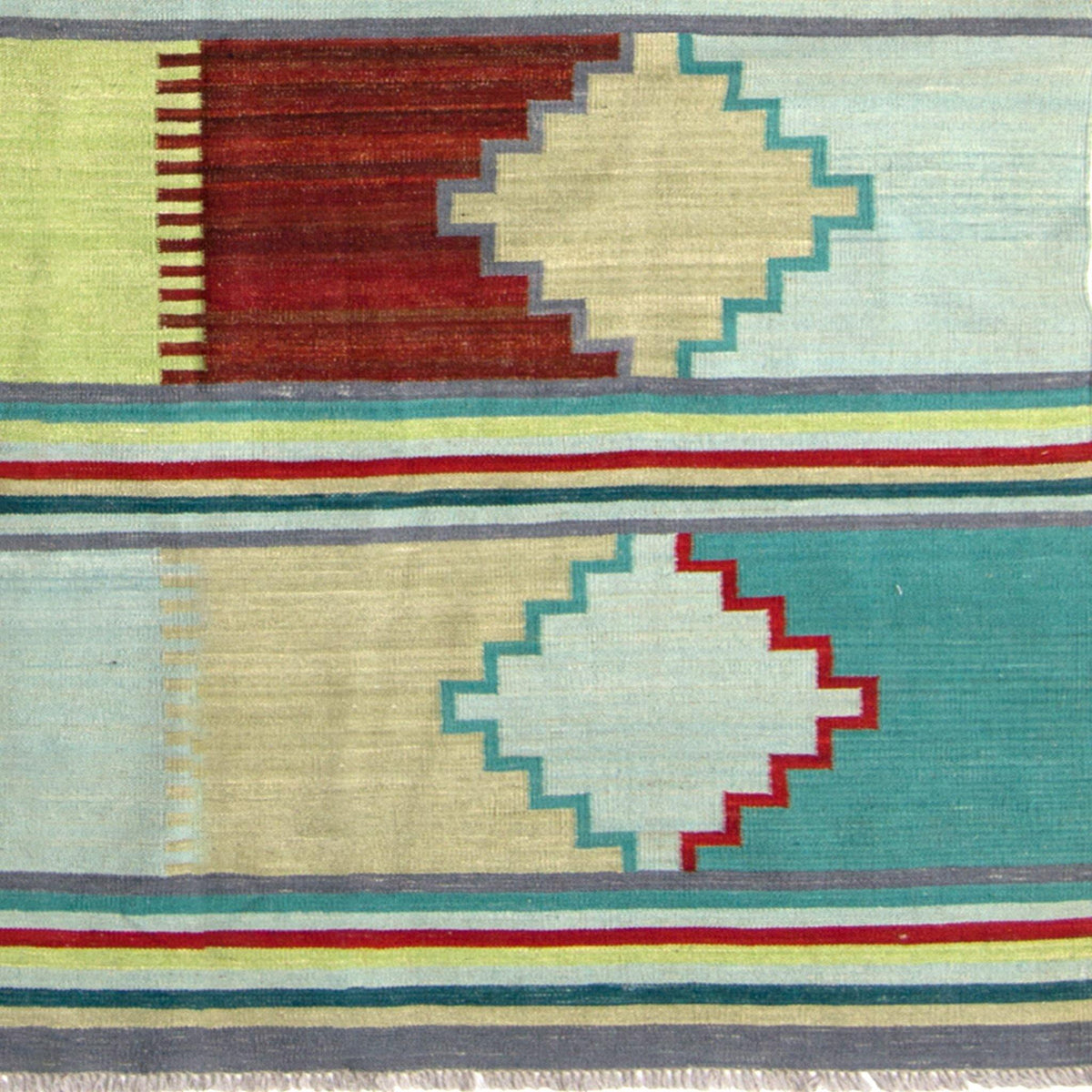 Modern Hand-woven 100% Wool Afghan Chobi Kilim Rug