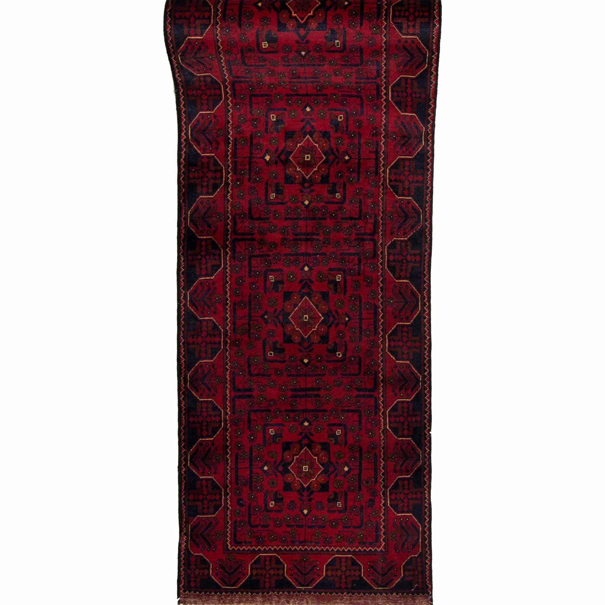 Fine Hand-knotted Wool Afghan Khal Mohammadi Runner 74cm x 578cm