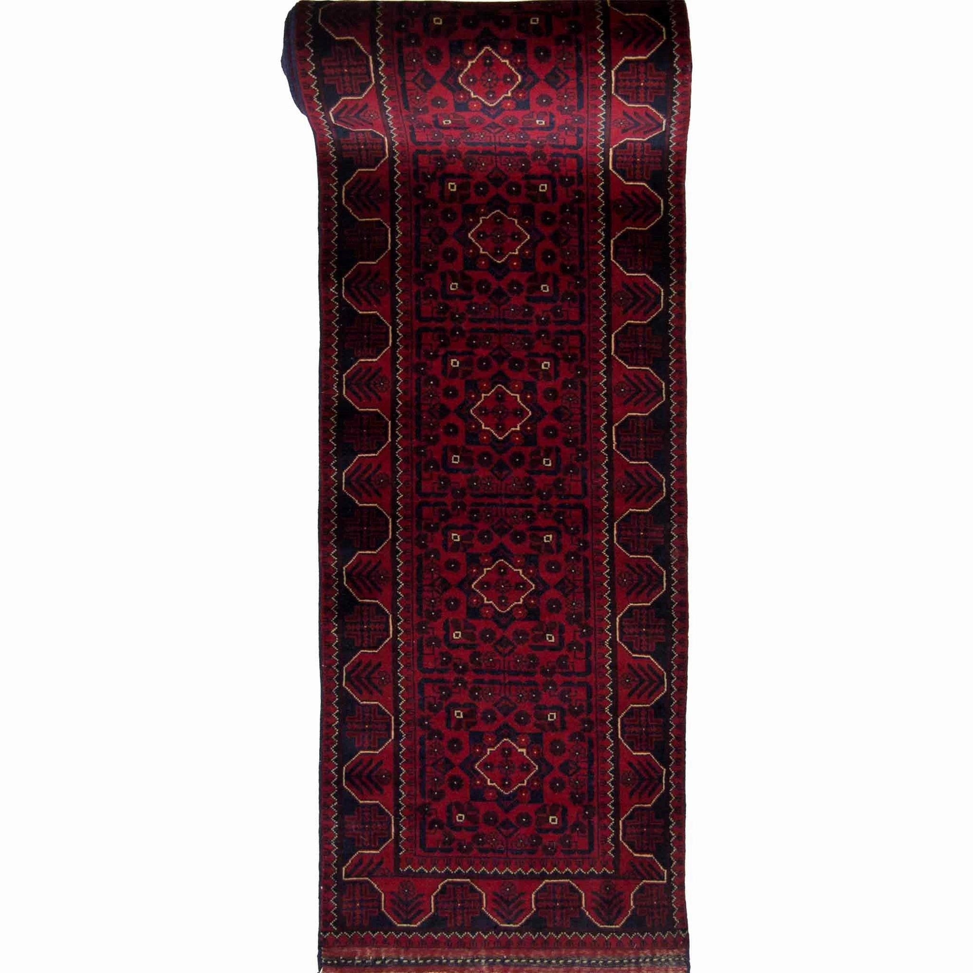 Fine Hand-knotted Wool Afghan Khal Mohammadi Runner 80cm x 873cm