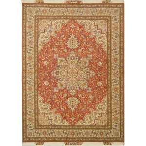 Super Fine Hand-knotted Wool and Silk Tabriz Persian Rug 150cm x 210cm