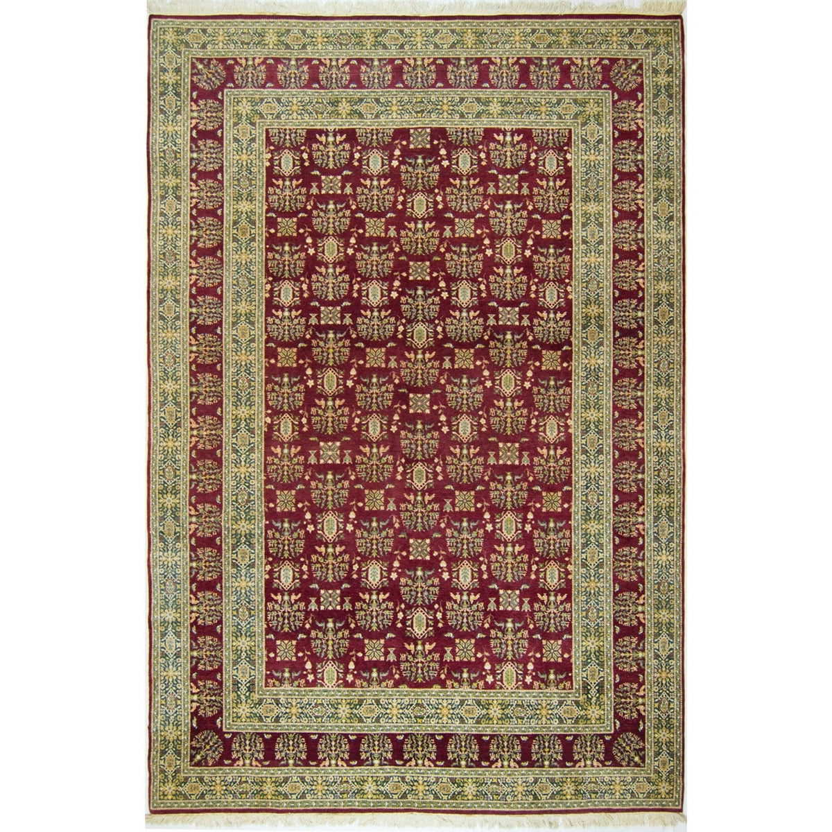 Fine Hand-knotted Wool and Silk Tabriz Rug 185cm x 282cm