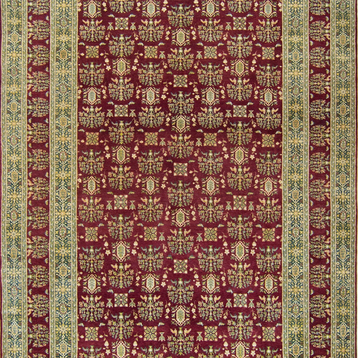 Fine Hand-knotted Wool and Silk Tabriz Rug 185cm x 282cm