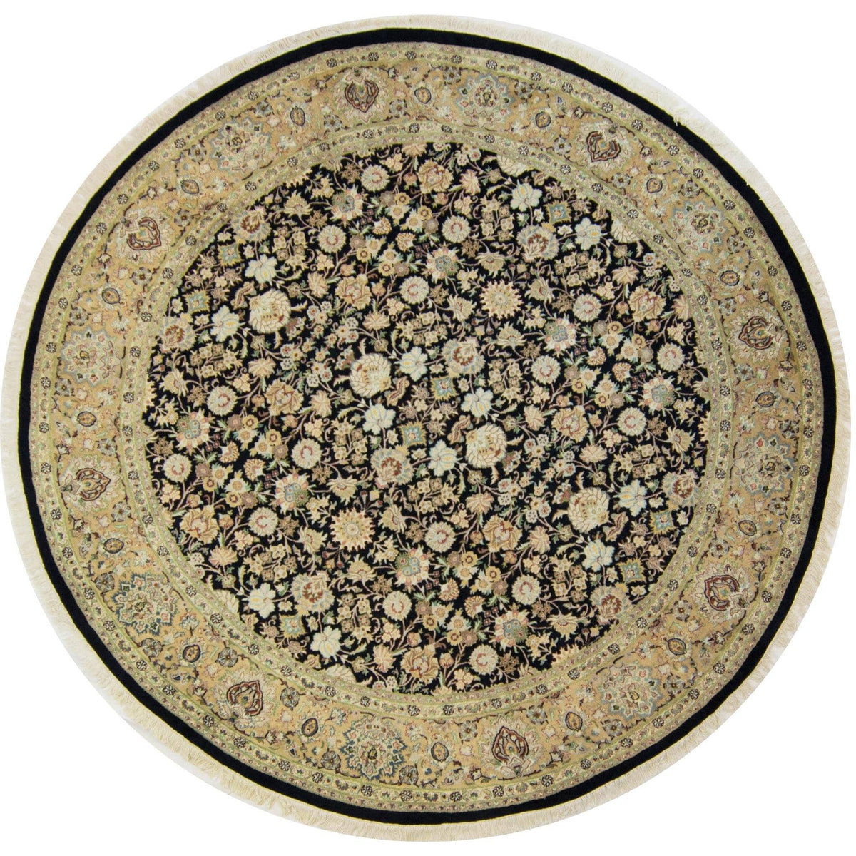 Fine Hand-knotted Wool and Silk Kashan Round Rug 244cm x 248cm
