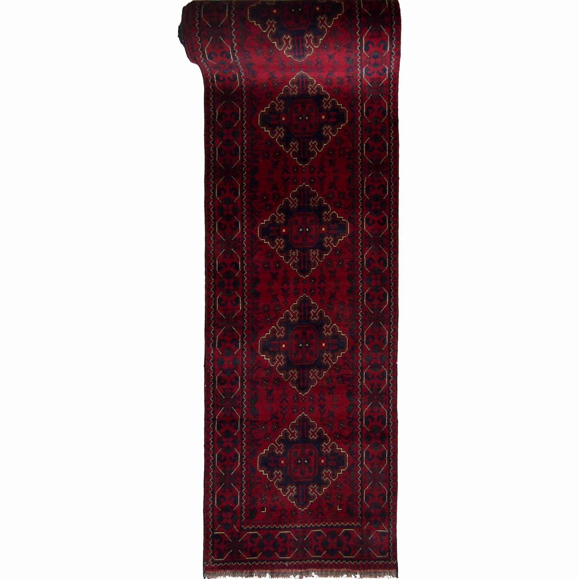 Fine Hand-knotted Wool Afghan Khal Mohammadi Runner 77cm x 765cm