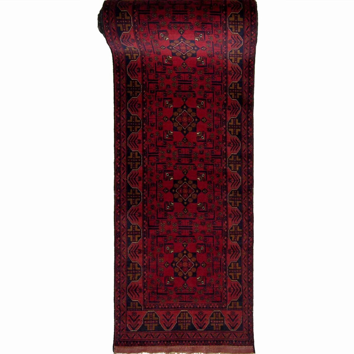 Fine Hand-knotted Wool Afghan Khal Mohammadi Runner 77cm x 972cm