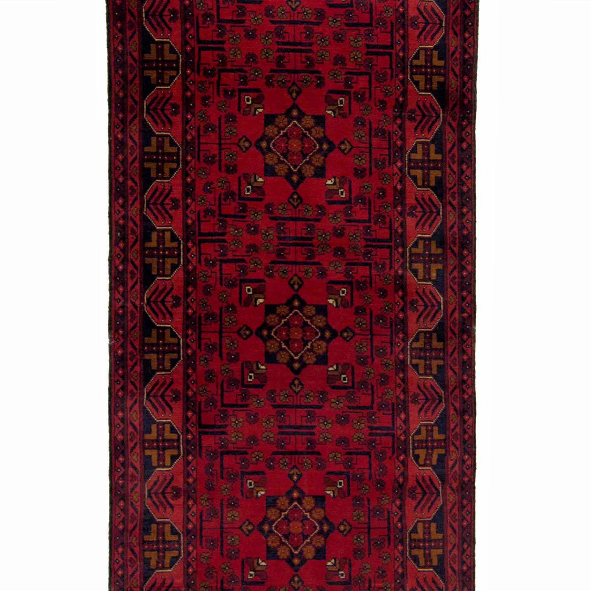 Fine Hand-knotted Wool Afghan Khal Mohammadi Runner 77cm x 972cm