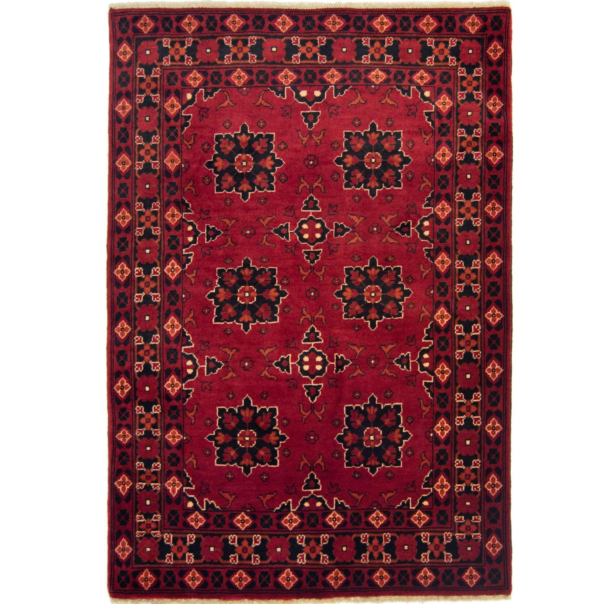 Afghan Hand-knotted Wool Tribal Khal Mohammadi Rug 108cm x 154cm