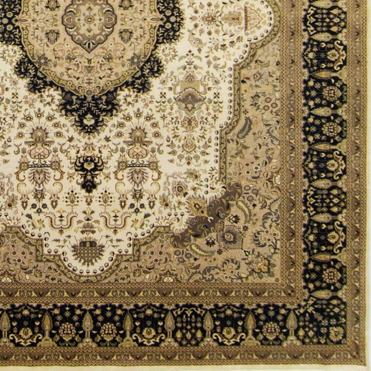 Fine Hand-knotted Wool &amp; Silk Kerman Rug 281cm x 373cm